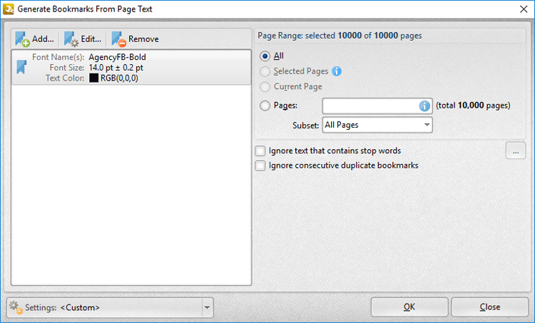 generate.bookmarks.from.page.text.dialog.box