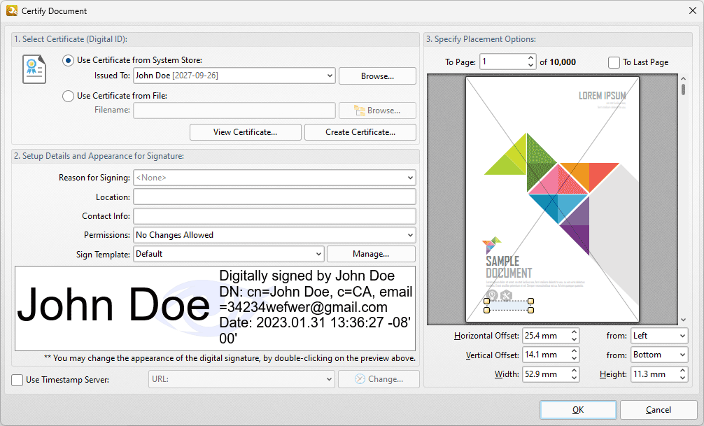 certify.document.new.dialog.box