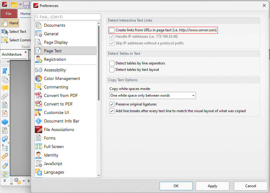 create.links.preferences.ribbon