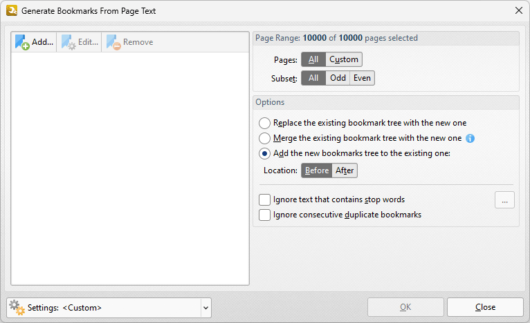 generate.bookmarks.from.page.text.dialog.box