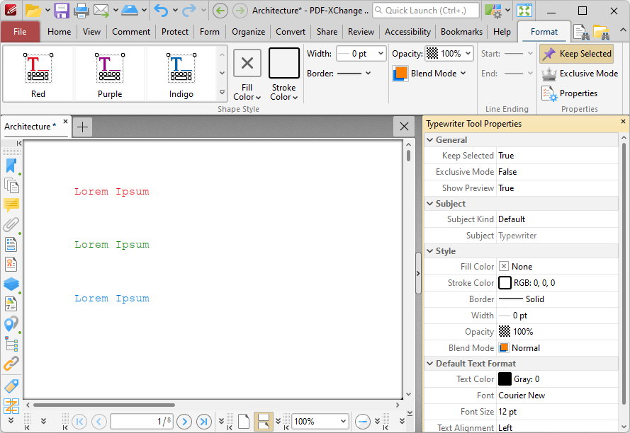 typewriter.tool.format.tab.ribbon